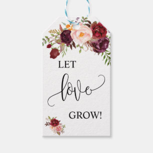 Let Love Grow plant gift marsala wedding favour Gift Tags