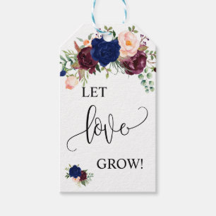 Let Love Grow plant gift navy wedding favour Gift Tags