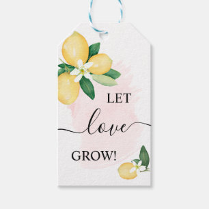 Let Love Grow Plant Gift Pink Lemons Shower Favour Tags