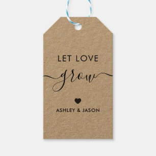 Let Love Grow, Plant Gift Tag, Wedding, Kraft Gift Tags