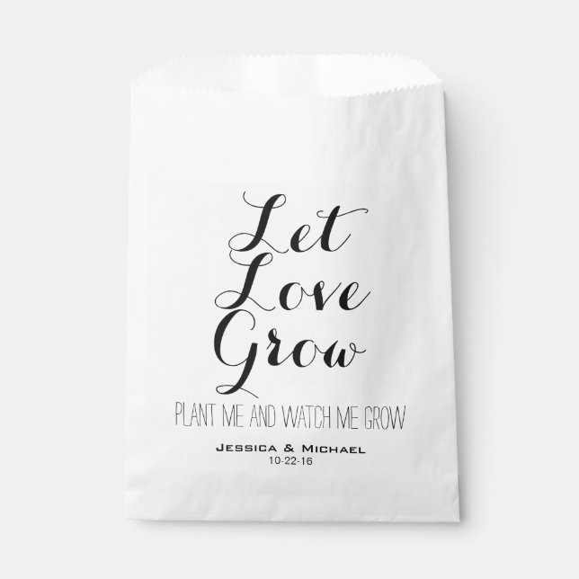 Let Love Grow plant seeds garden wedding Favour Bag (Front)