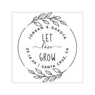 Let Love Grow Rustic Hand-Drawn Script & Branches Self-inking Stamp