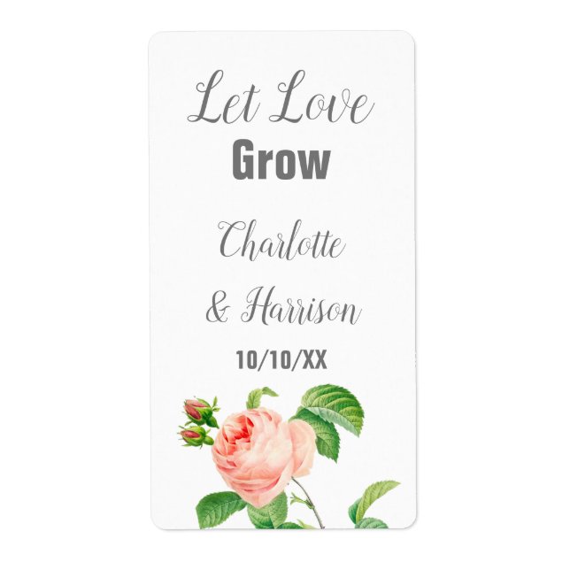 Let Love Grow Seed Packet Wedding Favour label (Front)