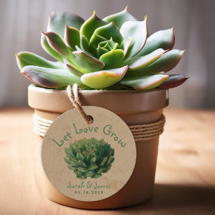 Let Love Grow Succulent Green Wedding Favours Favour Tags