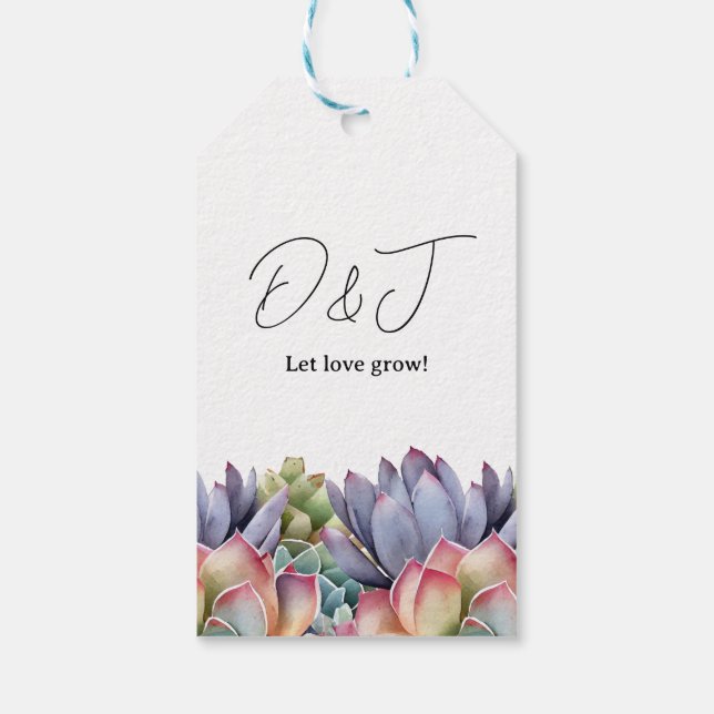 “Let Love Grow” Succulent Wedding Gift Tag (Back)