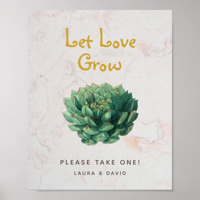 Let Love Grow Succulents Botanical Wedding Favours Poster (Front)