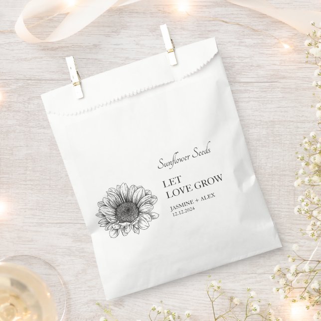 Let Love Grow Sunflower Seed Wedding Favour Bag (Clipped)