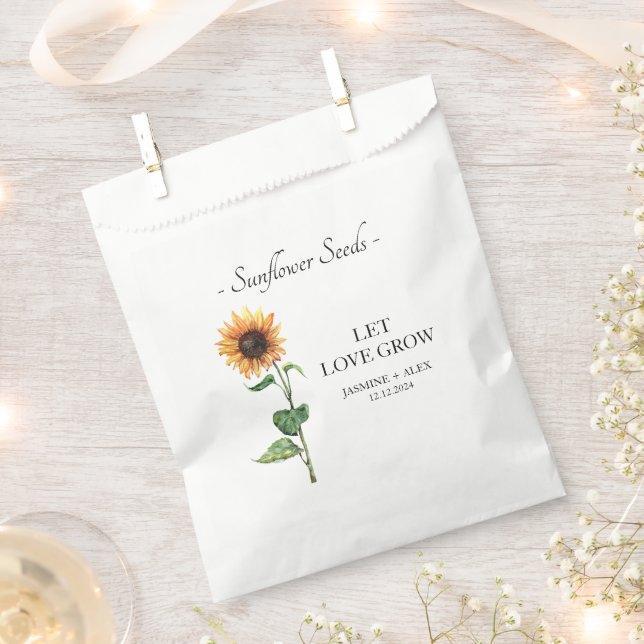 Let Love Grow Sunflower Seed Wedding Favour Bag (Clipped)