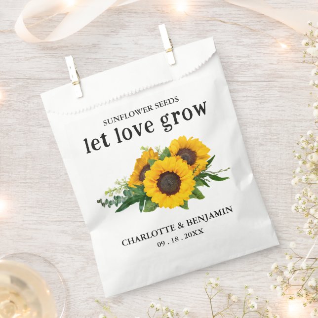 Let Love Grow Sunflower Seed Wedding  Favour Bag (Clipped)