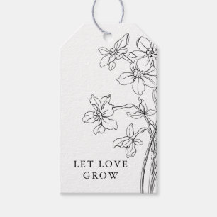 Let Love Grow Tags, Modern Floral Wedding Favour Gift Tags