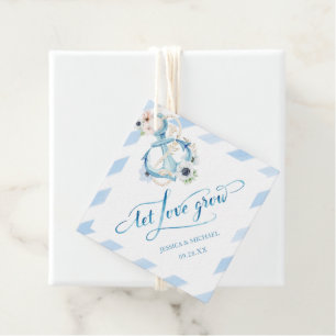 Let Love Grow Watercolor Floral Anchor Stripes Favour Tags