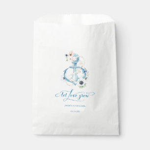 Let Love Grow Watercolor Floral Anchor Wedding Favour Bag