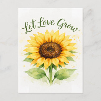 Let Love Grow – Watercolor Sunflower Postcard