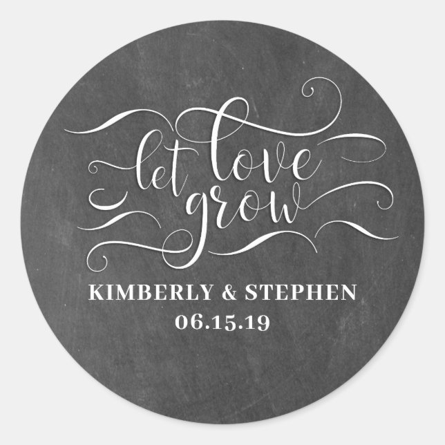 Let Love Grow Wedding Classic Round Sticker (Front)