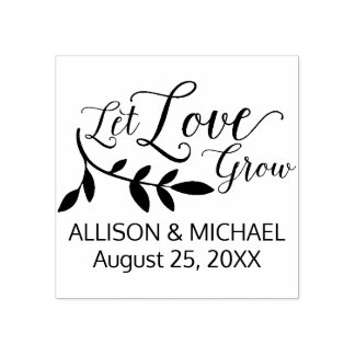 Let Love Grow Wedding Favour Rubber Stamp