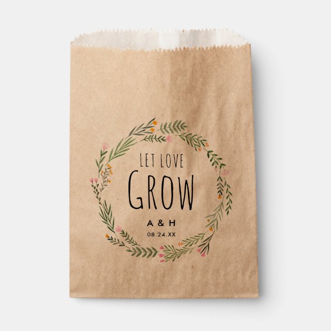Let Love Grow Wedding Seed Favour Packet Favour Ba Bag (Front)