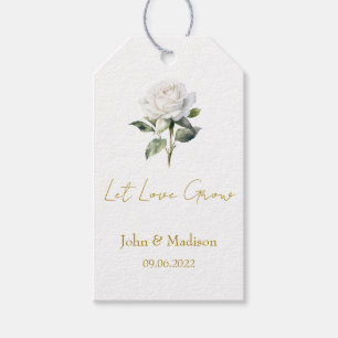 Let love grow White rose seed packet Wedding Gift Tags