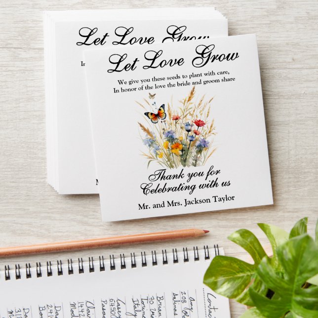 Let Love Grow Wildflower Seed Packet Envelope (Stacked)