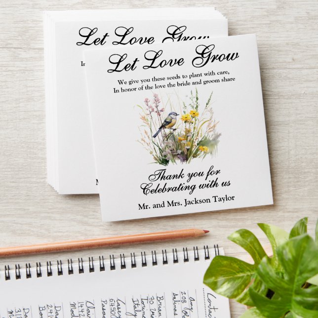 Let Love Grow Wildflower Seed Packet Envelope (Stacked)