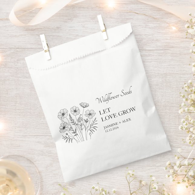 Let Love Grow Wildflower Seed Wedding Favour Bag (Clipped)