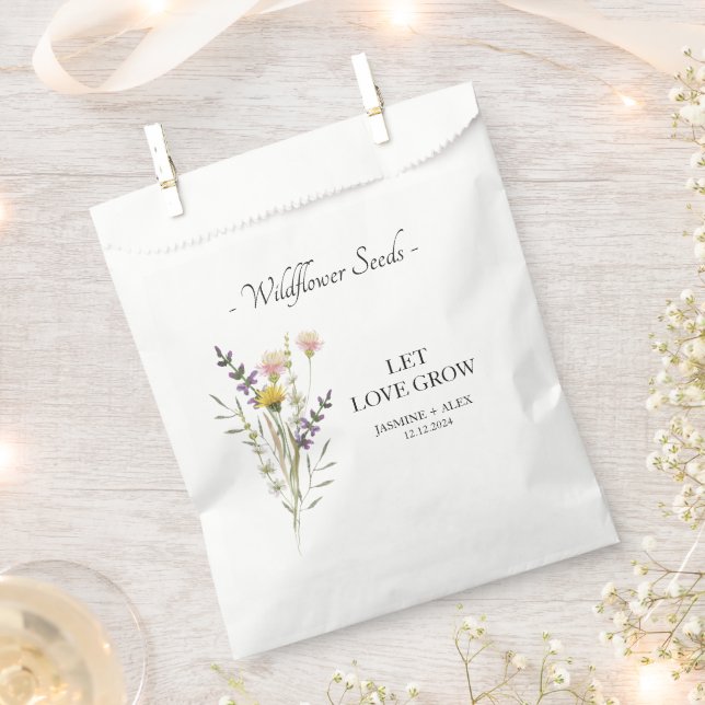 Let Love Grow Wildflower Seed Wedding Favour Bag (Clipped)