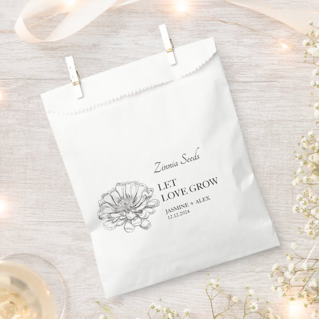 Let Love Grow Zinnia Seed Wedding Favour Bag (Clipped)