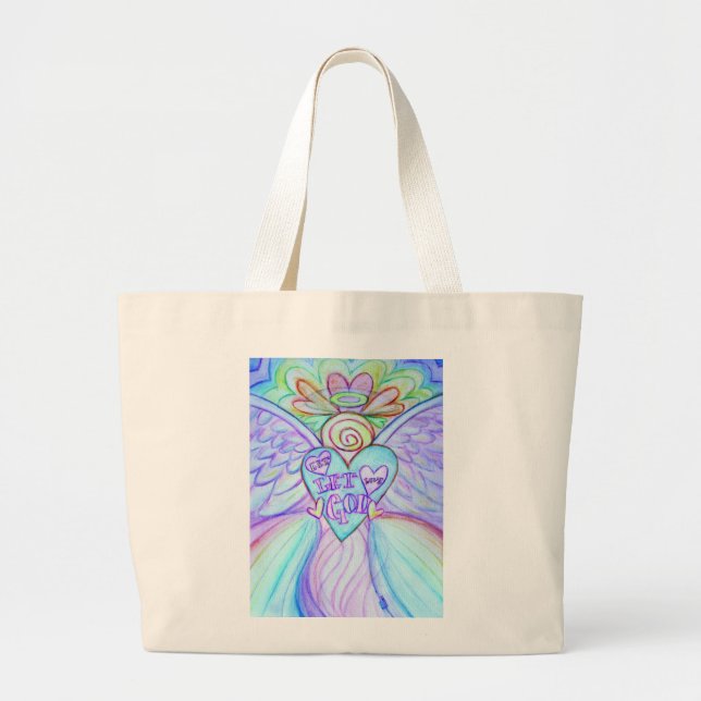 Let Love Let God Rainbow Angel Art Tote Bag (Front)