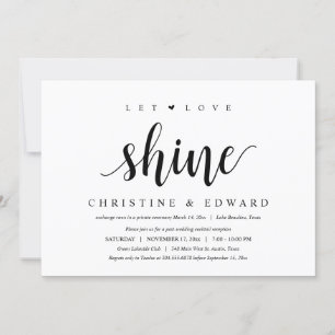 Let Love Shine, Modern Post Wedding Elopement Invitation