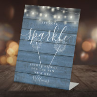 Let Love Sparkle Blue Rustic Wood String Lights