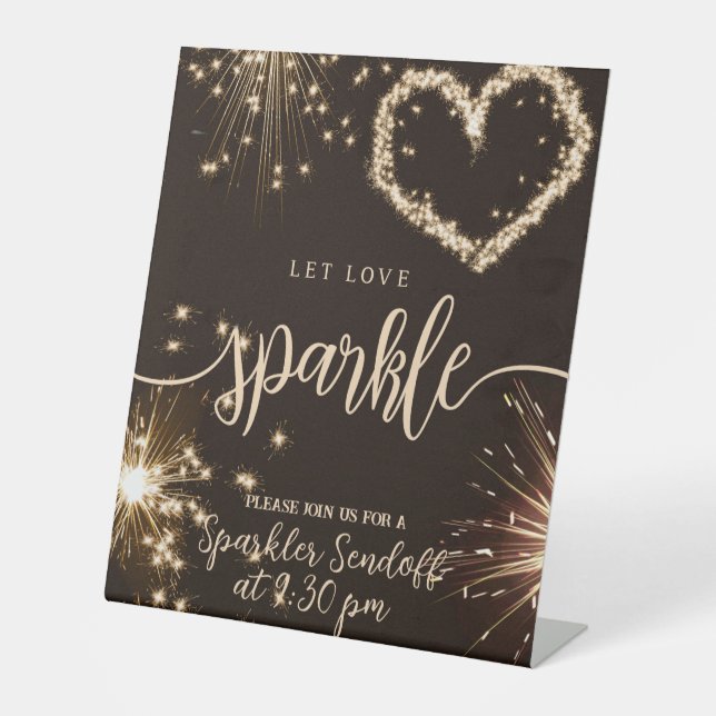 Let Love Sparkle Custom Wedding Pedestal Sign (Front)