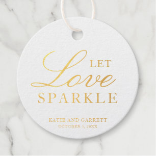 Let Love Sparkle Elegant Gold Foil Wedding Favour Tags