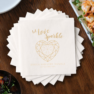 Let love sparkle gemstone outline wedding or event foil napkins