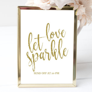Let love sparkle Gold Glitter 8x10 Wedding Sign