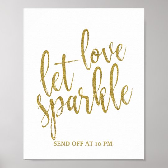Let love sparkle Gold Glitter 8x10 Wedding Sign