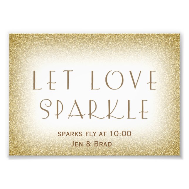 Let love sparkle - gold sparkler send off photo print (Front)