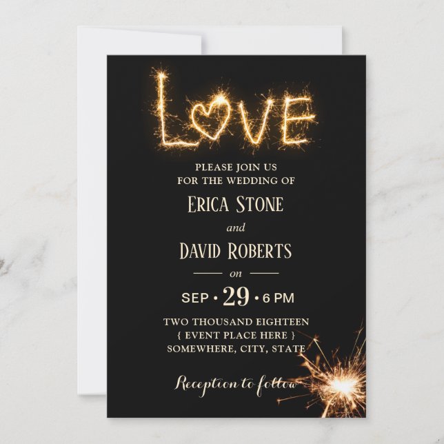 Let Love Sparkle Modern Wedding Invitation (Front)