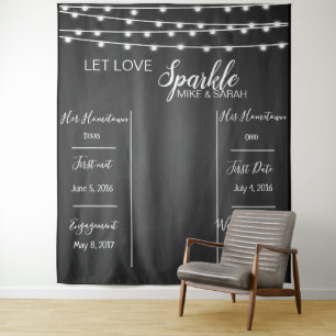 Let love sparkle photo Booth banner Tapestry