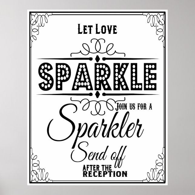 Let love Sparkle poster for a wedding Sparkler (Front)