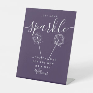 Let Love Sparkle Purple Signature Script Pedestal Sign