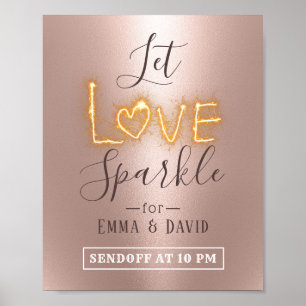 Let Love Sparkle Rose Gold Send Off Wedding Sign