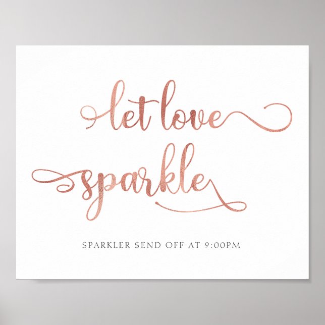 "Let love sparkle" rose gold sparkler Wedding Sign (Front)