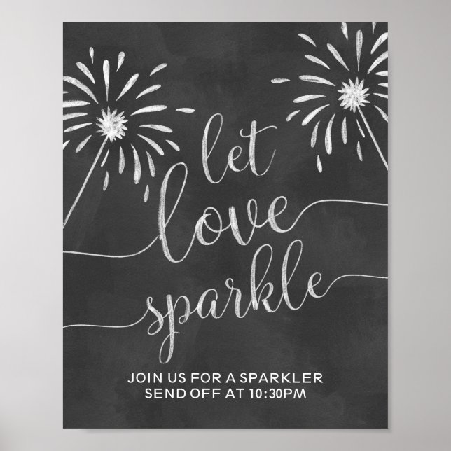 Let Love Sparkle Send Off Chalkboard Wedding Sign (Front)