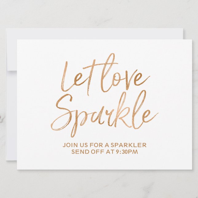 "Let love sparkle" Sign | Stylish Gold Rose Letter Invitation (Front)