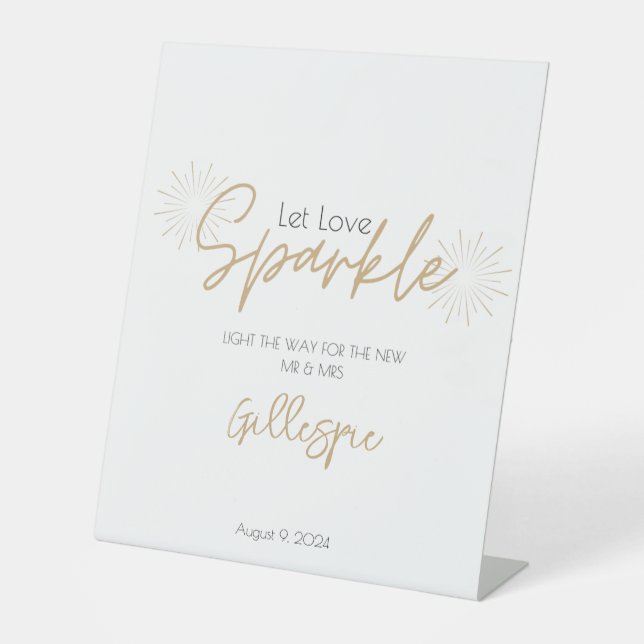 Let Love Sparkle Sparkler Send Off Pedestal Sign (Front)