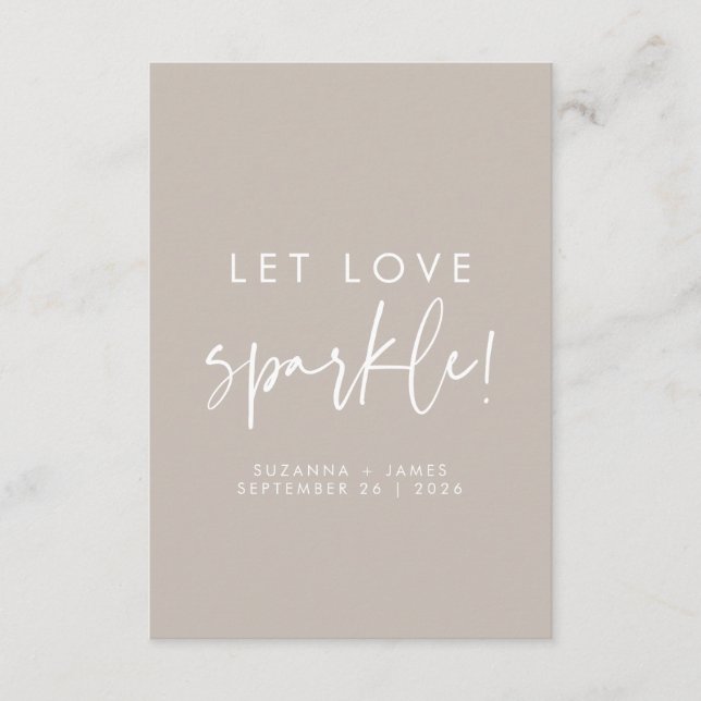 Let Love Sparkle Taupe Wedding Sparkler Tag (Front)