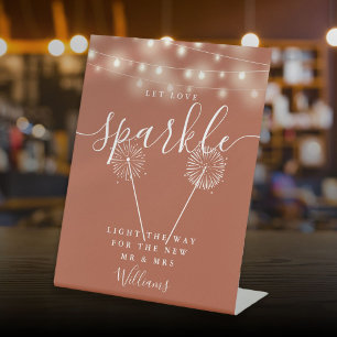 Let Love Sparkle Terracotta String Lights Pedestal Sign