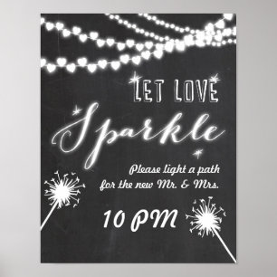 Let love sparkle wedding sign chalkboard