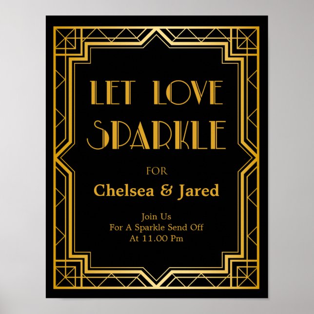 Let Love Sparkle Wedding Sign | Gatsby Art Deco (Front)