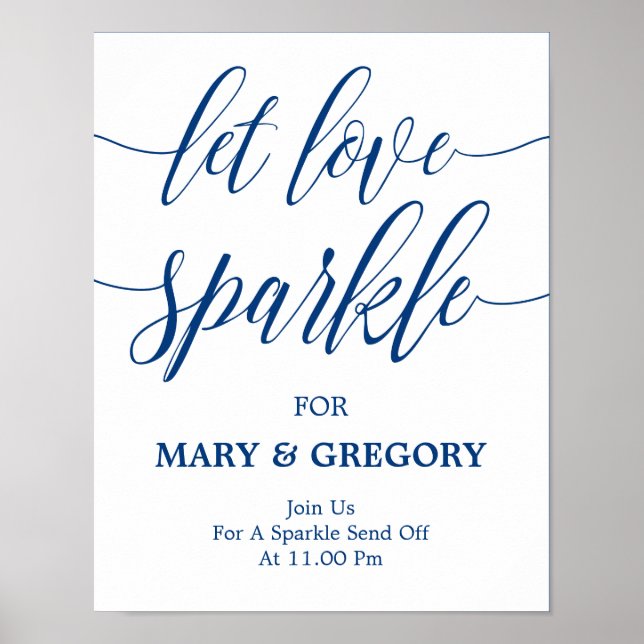 Let Love Sparkle Wedding Sign Navy Blue (Front)