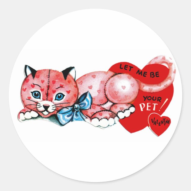 Let me be your pet, Valentine! Classic Round Sticker (Front)